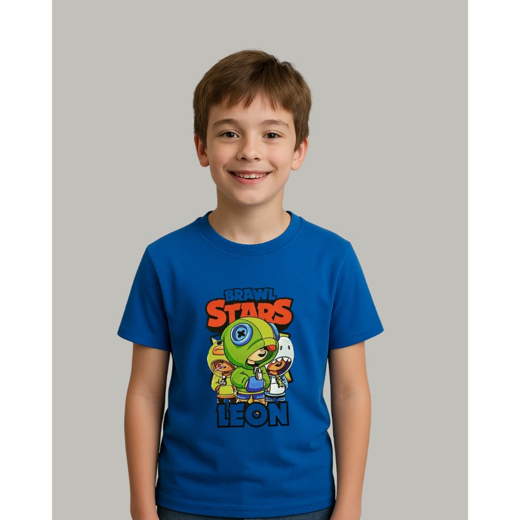 Camiseta Menino Blusa Infantil Estampada  Jogo Brawl Stars Leon  Personalizada  | 100% Algodão Premium