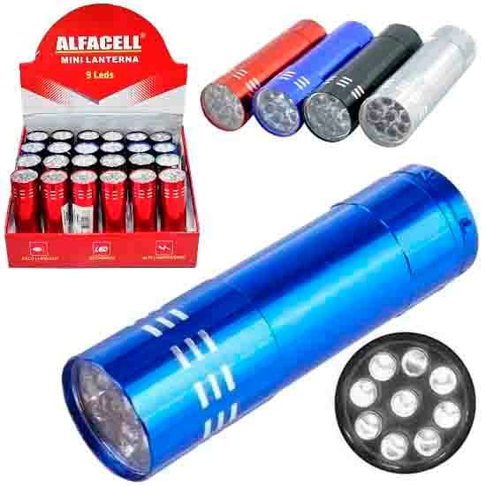 LANTERNA MINI DE ALUMINIO 9 LEDS COLORS A PILHA Código 7345107
