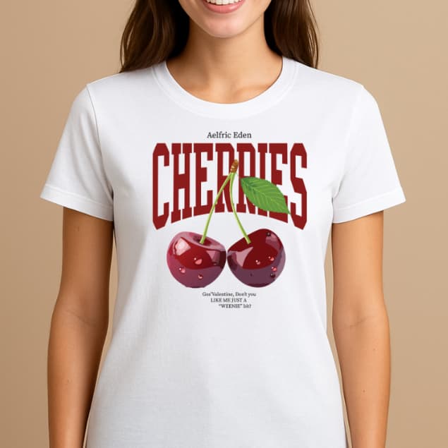 Camiseta Feminina Linda Estilosa 100% Algodão Ogânico Cereja