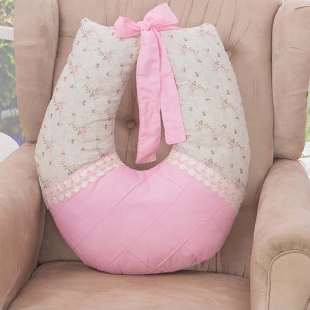 Almofada Amamentação Luxo Perola Rosa para Bebe