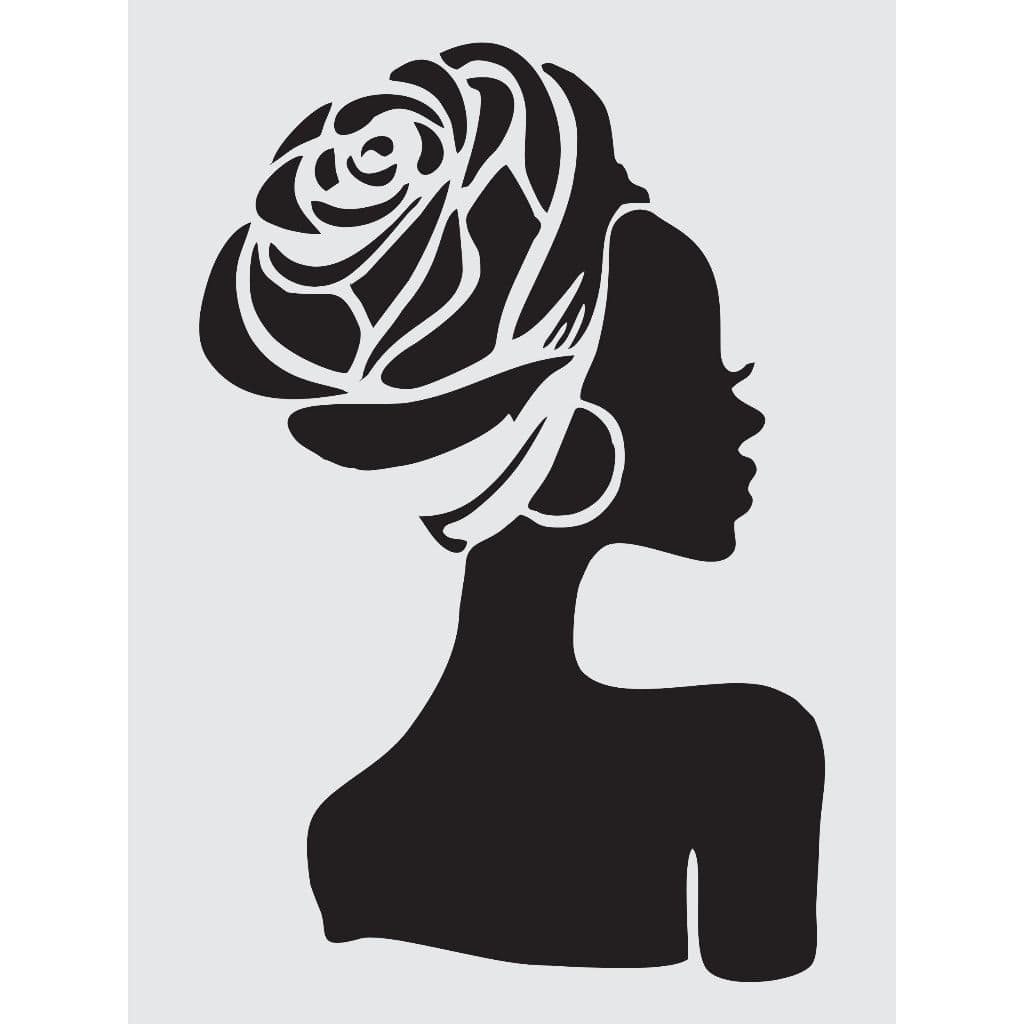 CUT0210 - Stencil Pintura 15X20cm Mulher Floral Mylar 190 Micras
