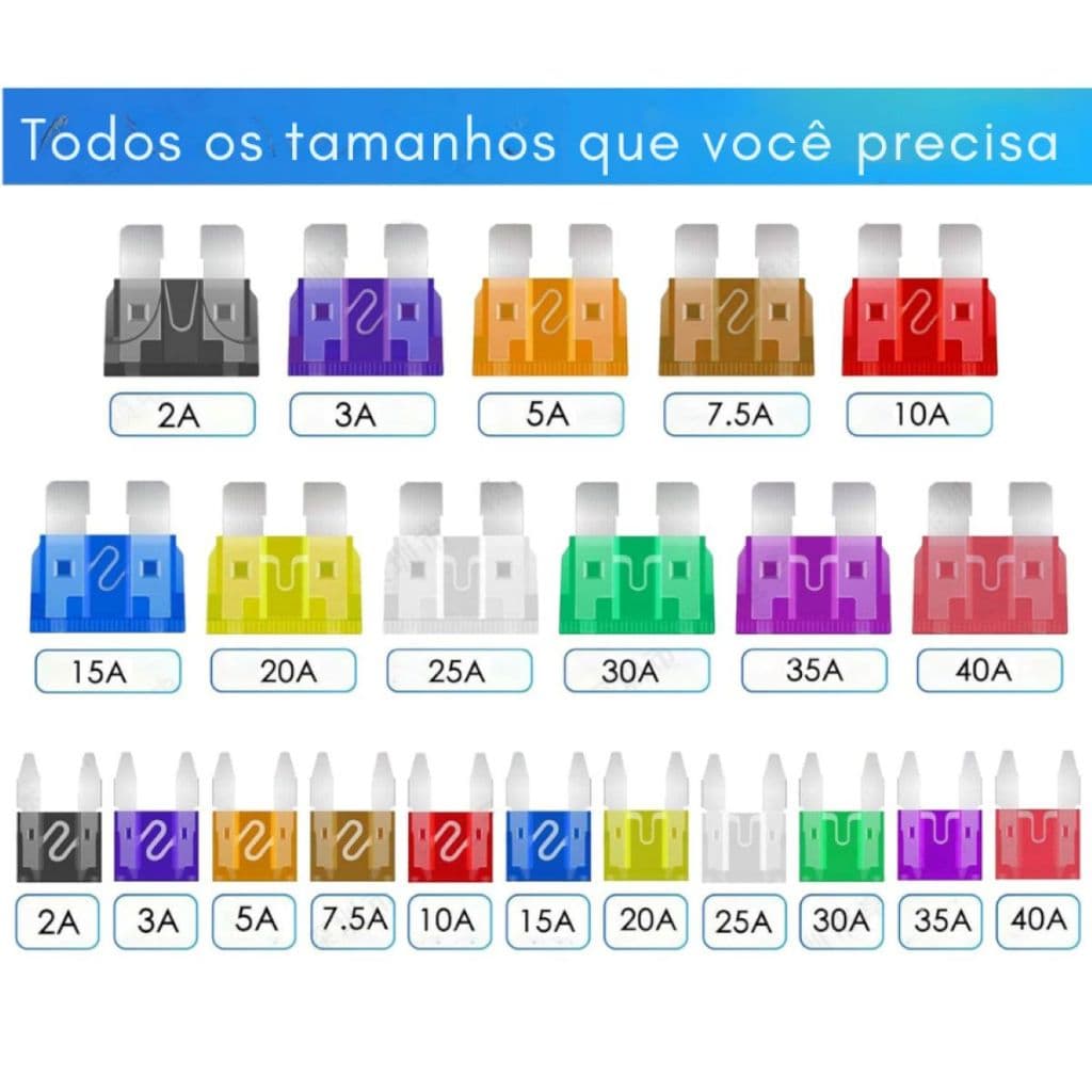 Kit 300 Fusível ATO e ATC (ATM) Automotivo Lâmina 2A-40A + Pinça - Carro Moto Caminhão Alto