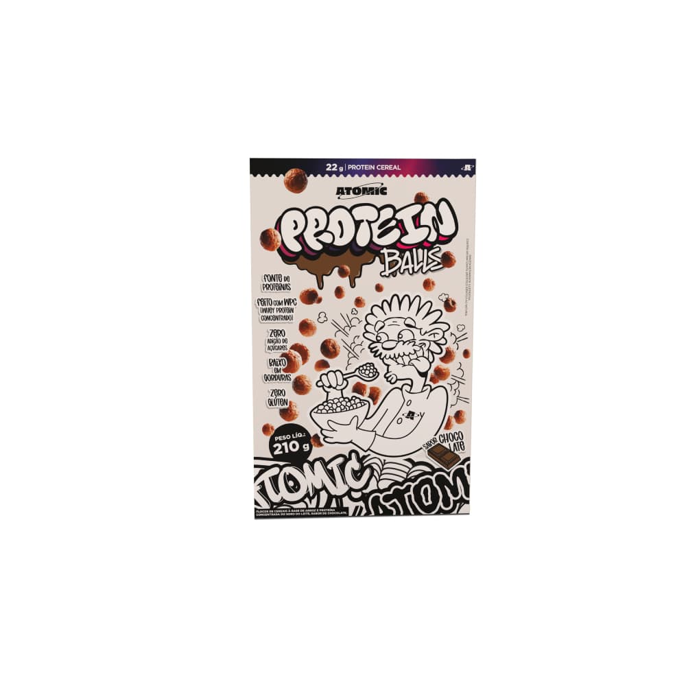 Cereal Proteico - Protein Balls 210g - Atomic Labs – Crocante, Com Whey Protein, Zero Açúcar Adicionado e Zero Glúten