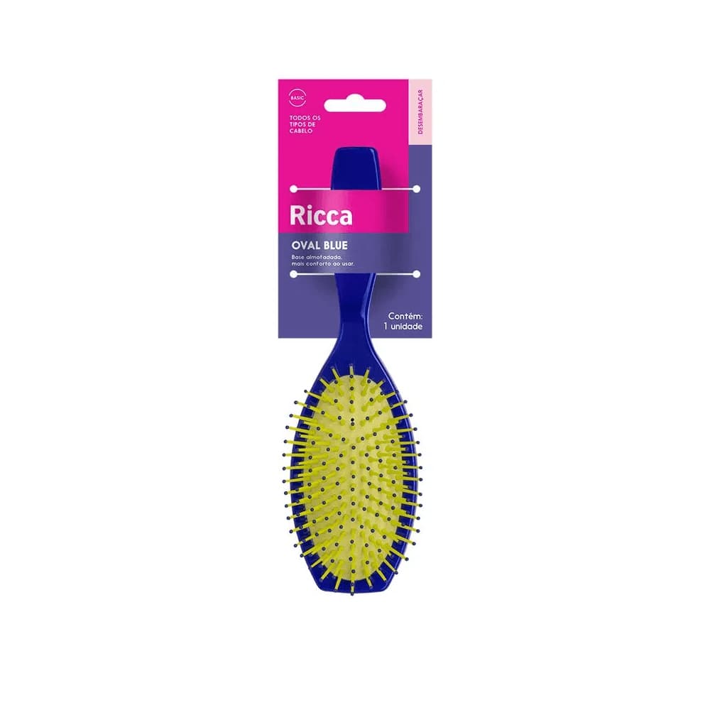 Escova Para Cabelo Ricca Desenbaraçante Oval Blue