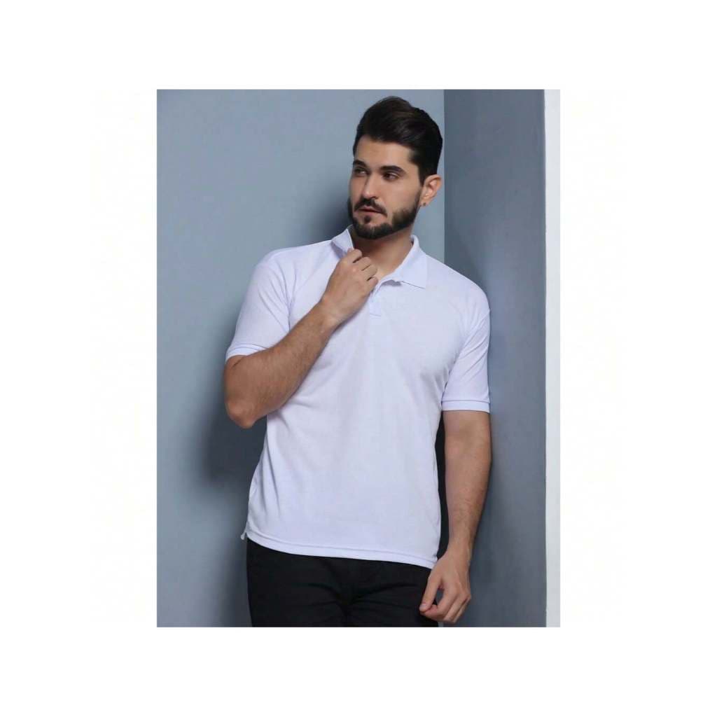 Camisa Gola Polo Masculina Algodão Piquet Confortável Premium Branca