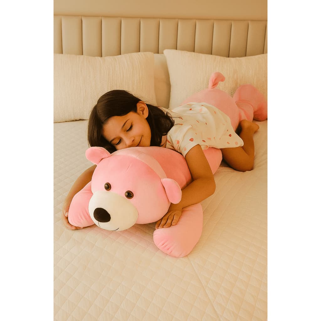 Almofada Travesseiro De Corpo Minhocão Soninho Agarradinho Urso 1,10m Gigante Abraço