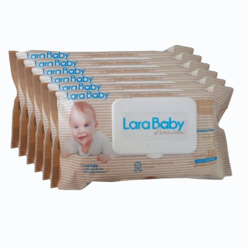 Kit C/6 Toalhas Umedecidas Lara Baby com 100 Unidades