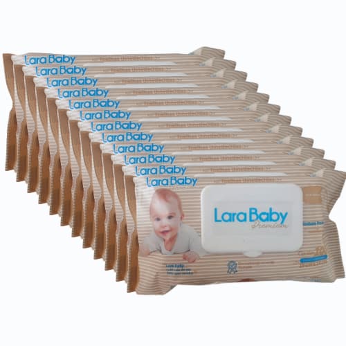 Kit C/12 Toalhas Umedecidas Lara Baby com 100 Unidades