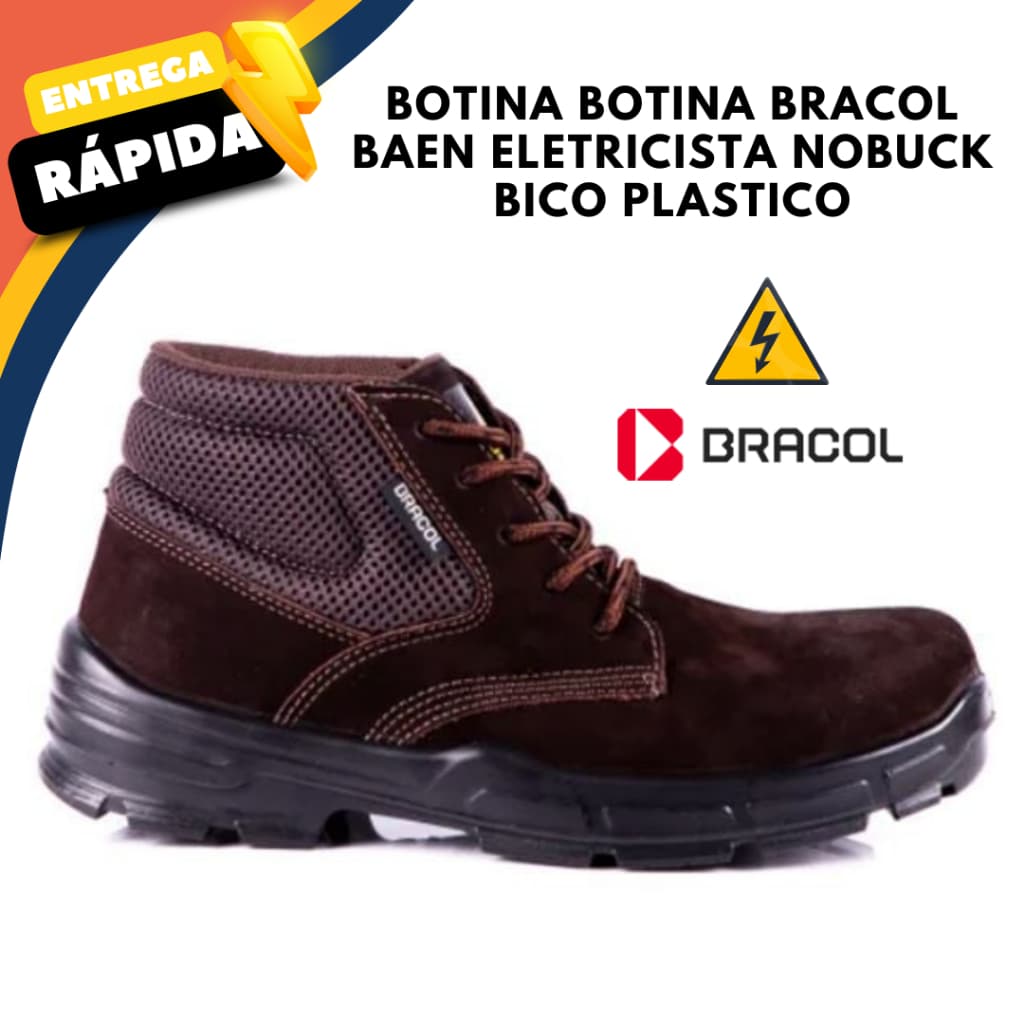 Botina Bracol AM Baen Nobuck Bico Plástico CA 48383 para Eletricista Manutenção Industria