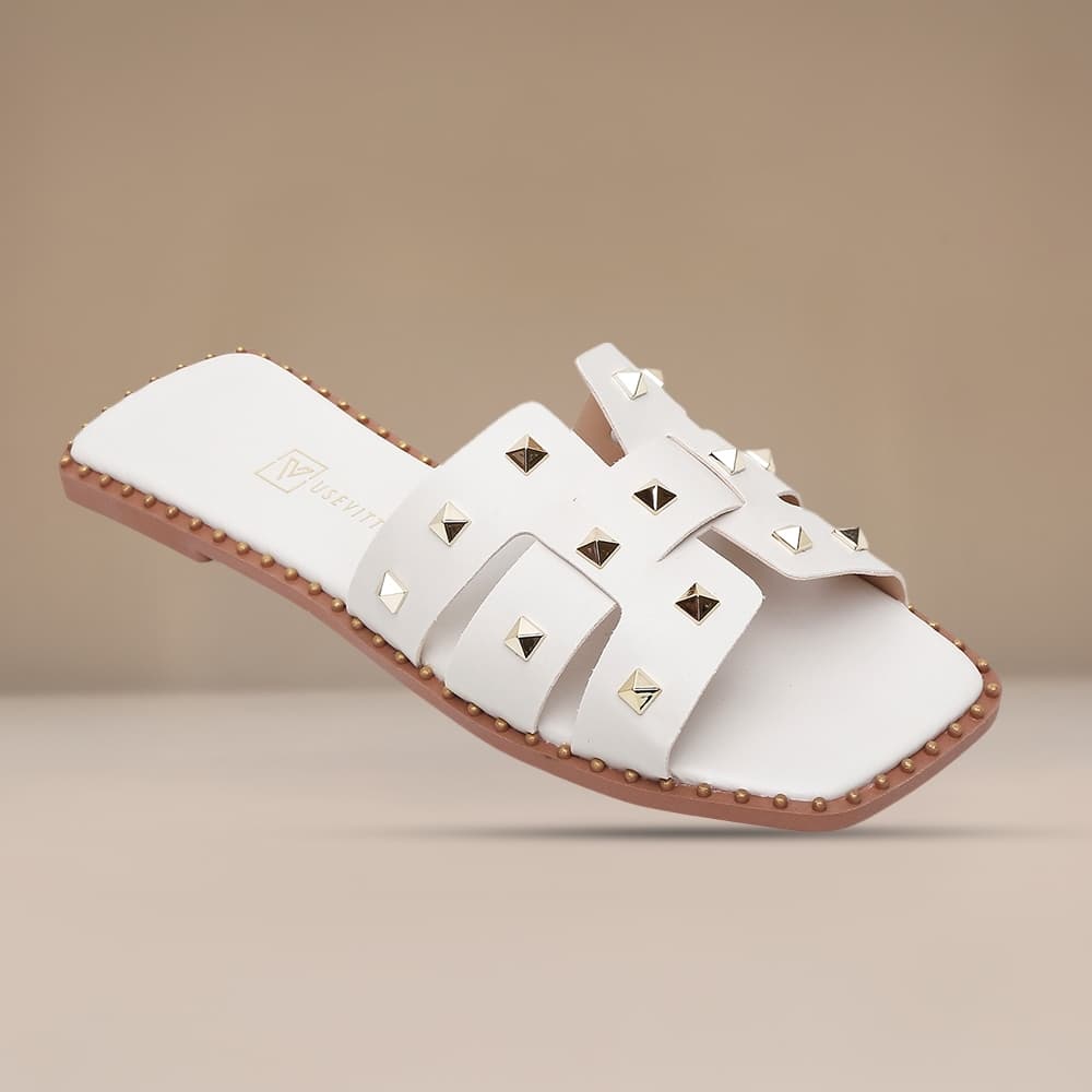 Rasteira Chinelo Rasteirinha Feminina Vittal Soft Comfort Sparkle Metálicos Off White