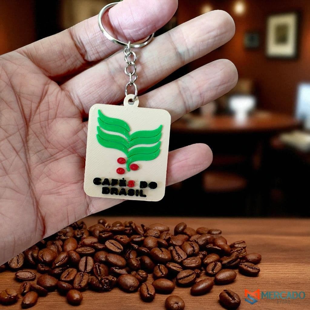 Chaveiro Cafés do Brasil - Logo Clássica do Saco de Café, Artesanal, Colecionável e Presente Criativo