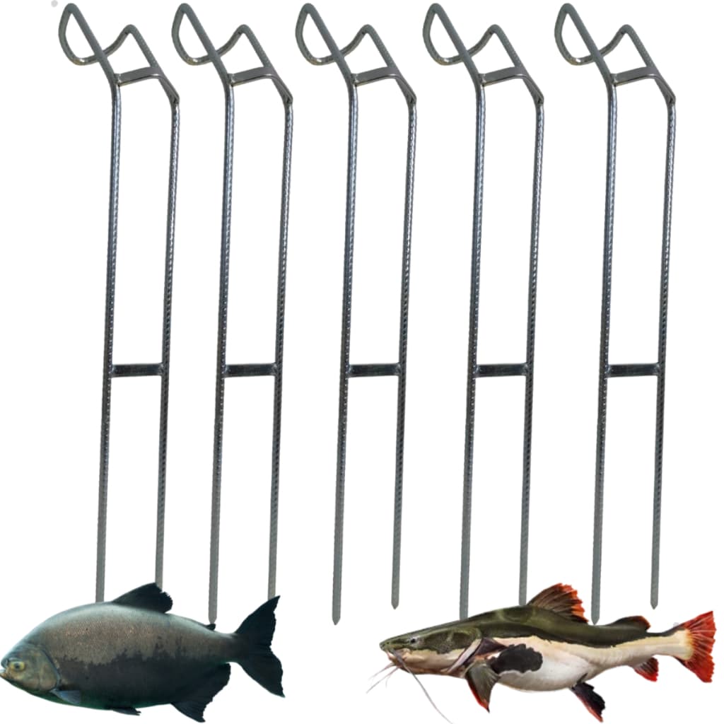 Kit 5 Suportes Para Vara Pesca Barranco Pesqueiro Ferro Reforçado 4,5MM 26Cm