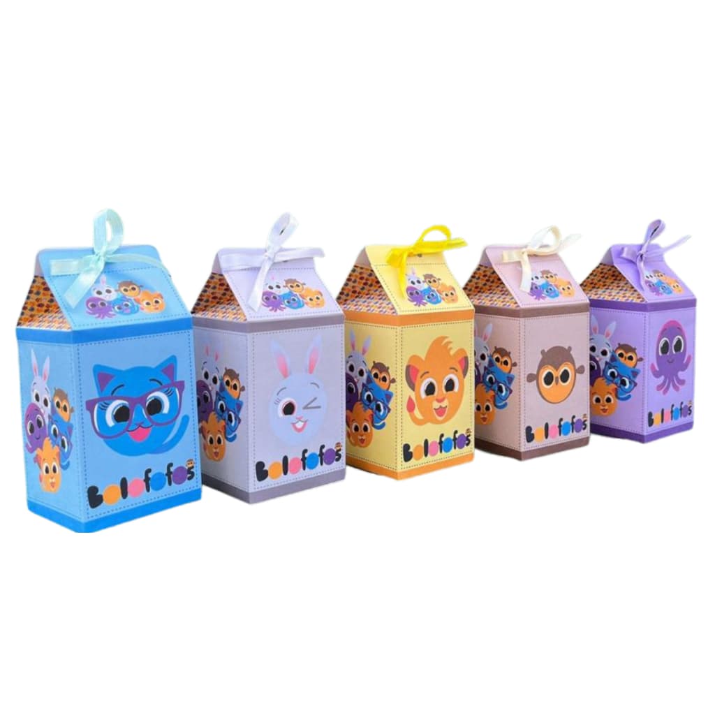 Kit Caixa Milk Bolofofos + Fita Cetim Aniversário - Lembrancinha Bolofofos