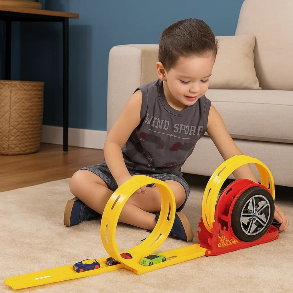 Pista Corrida Carrinhos Tipo Hot Wheels Lançador Loop 360 Carrinho Bombeiro Polícia Diversos Modelos