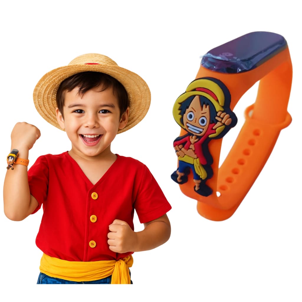 Relogio Infantil Digital Led Menino Data & Hora One Piece Luffy