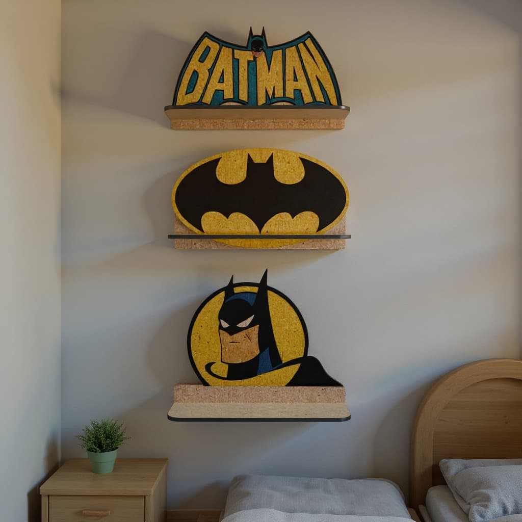 Kit Prateleiras Batman 32x20cm Suporte Organizador para quarto sala
