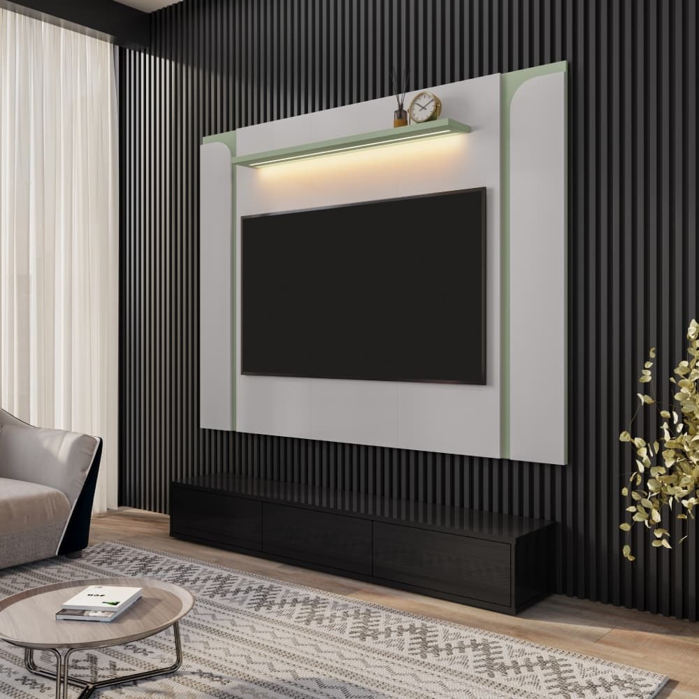Painel Maresias Suspenso TV até 75” com LED e Prateleira