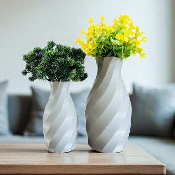 Kit 2 Vasos Decorativos Twist Modernos para Flores Artificiais Ideal para Sala Quarto Escritório e Decoração de Casa