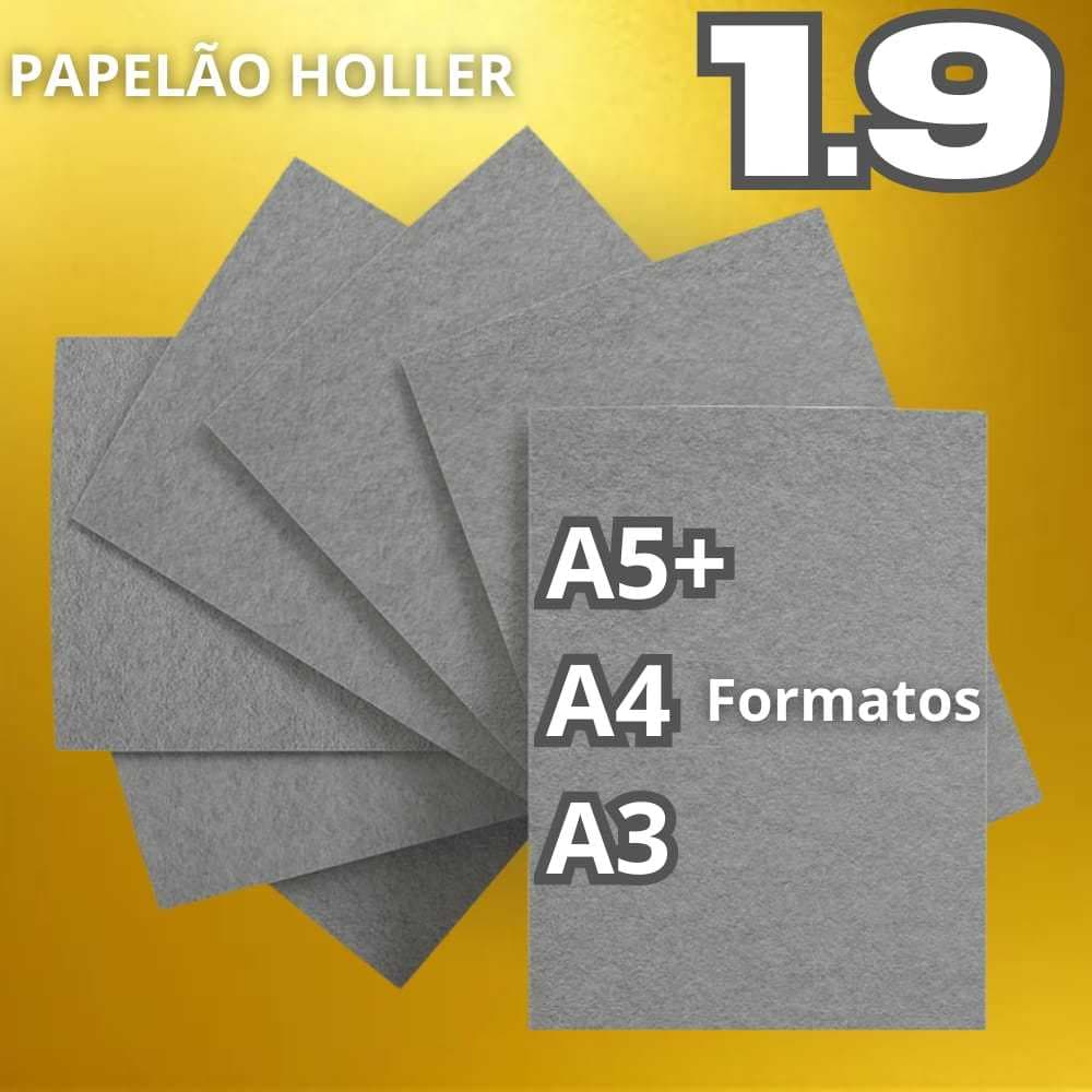 Kit PAPELÃO CINZA HOLLER (A5+ A4 e A3) 1,9mm Cartao Cinza para Capa Caderno