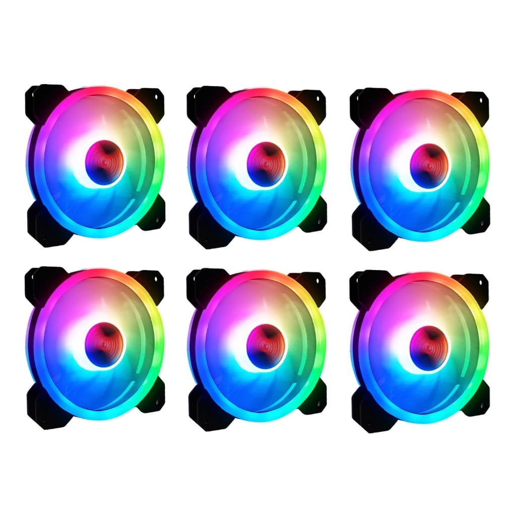 Kit 6 Cooler Fan Rgb 120mm (12cm) Dupla Face Para Gabinete