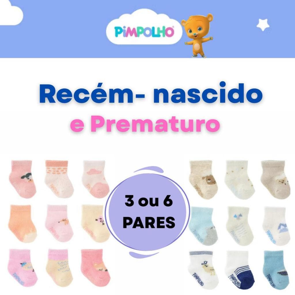 kit Meia Infantil Recém Nascido  menina menino Pimpolho