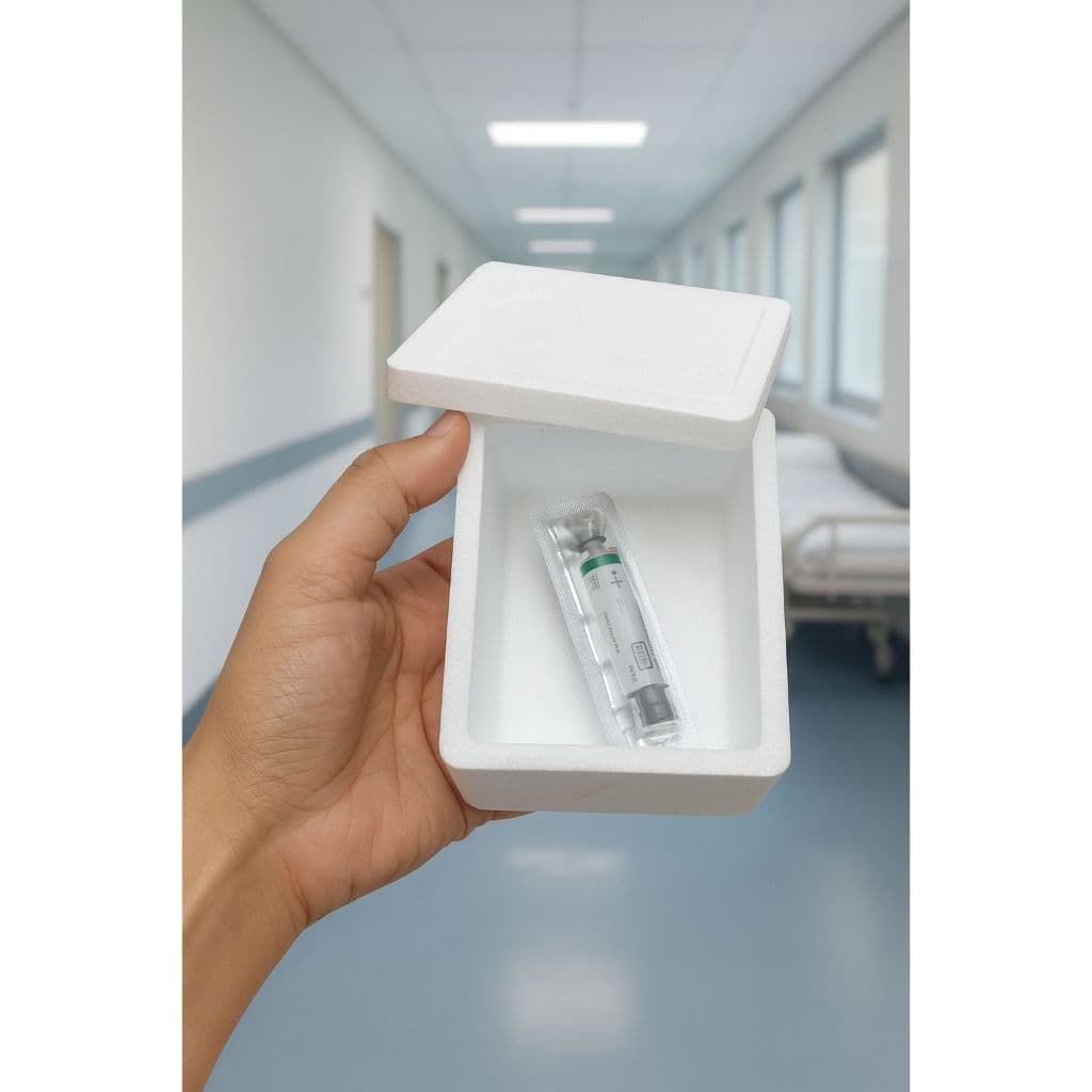 01 unid caixa de isopor 250gr, tamanho para remedio