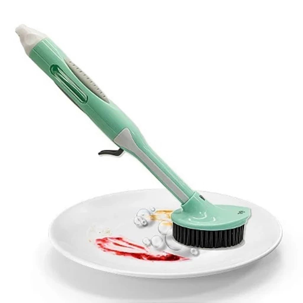 Escova de limpeza com dispenser para detergente lava louça multiuso
