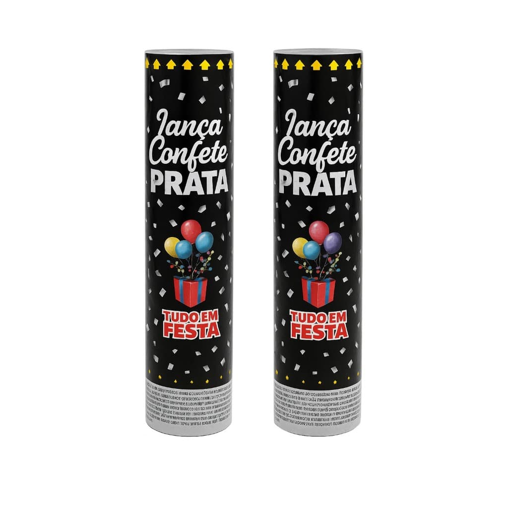 Kit 2 Lança confete Prata - Festas
