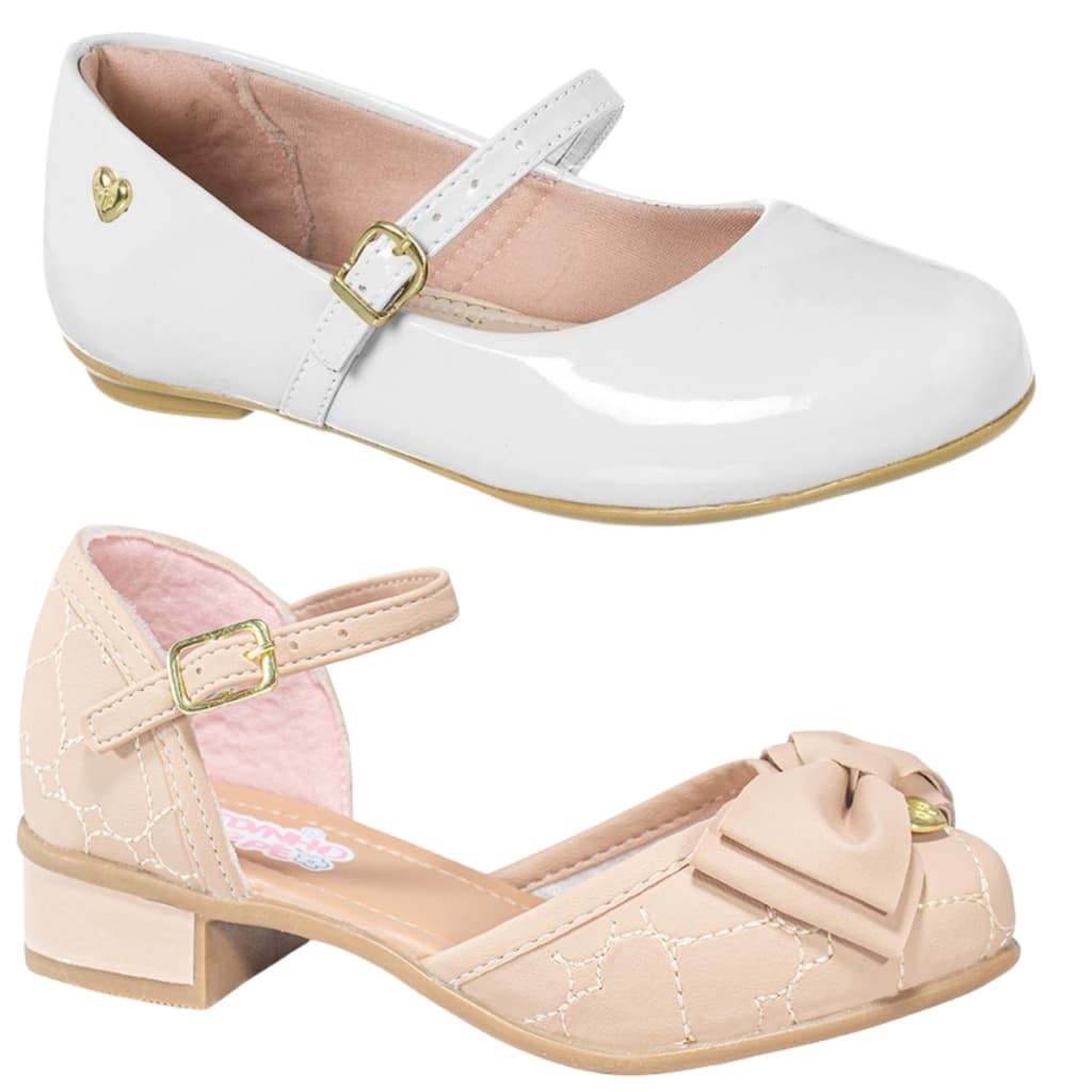 Kit 2 Pares Sandália Infantil Feminina Confortável Saltinho Sapatilha Infantil Menina Boneca
