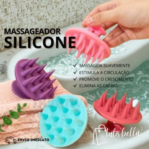 Kit 3 Escovas Massageadora capilar de Silicone  Macio para Couro Cabeludo