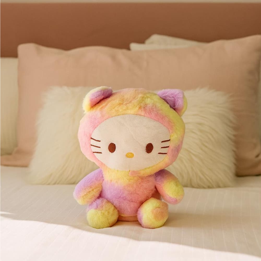 Pelúcia Colorida Gatinho Arco-Íris Brinquedo Infantil Fofo Macio