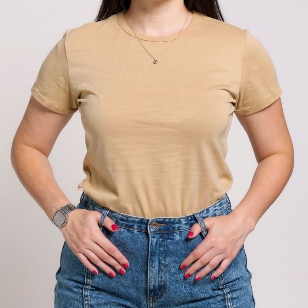 Camiseta T-shirt Blusinha Feminina 100% Algodão Nude