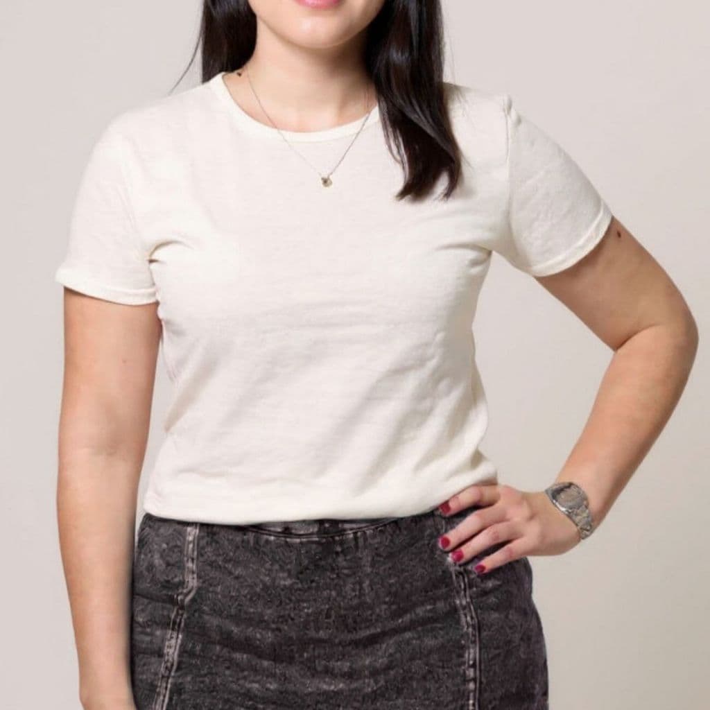 Camiseta T-shirt Blusinha Feminina 100% Algodão Branco Off White