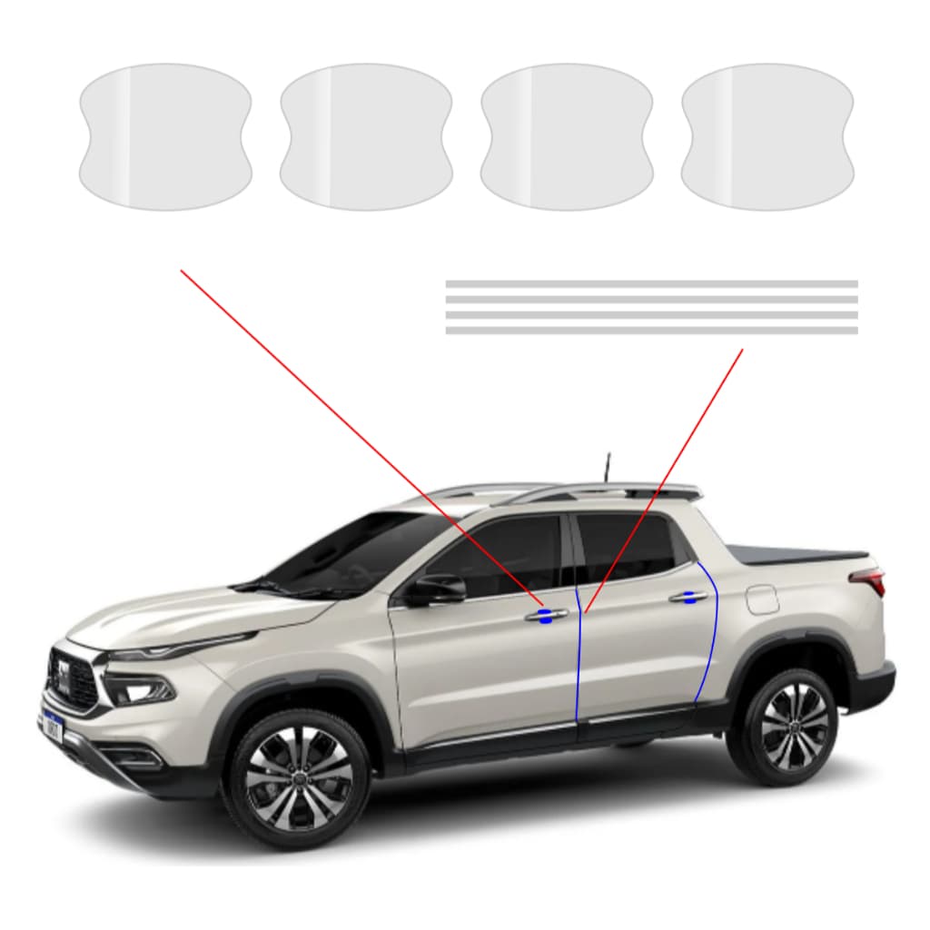 Kit Protetor De Maçaneta E Quina De Porta Fiat Toro Ppf