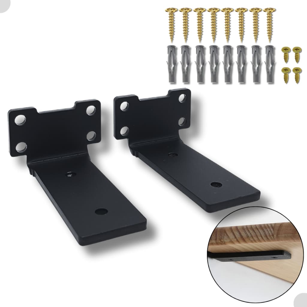 Kit 2 Suportes para Prateleira Invisível 10cm Aço Carbono Reforçado Estilo Mão Francesa Design Moderno