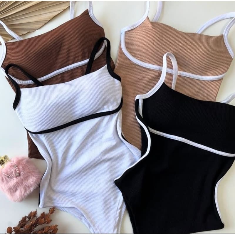BODY MAIO FEMININO FORRO DUPLO ALCINHA CONFORTÁVEL TENDÊNCIA TOQUE MACIO BICOLOR