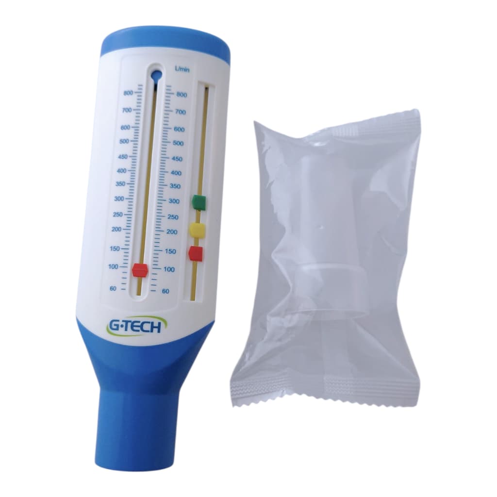 Kit Medidor de Pico Fluxo Expiratório com 10 Unidades Bocal Descartável G-tech