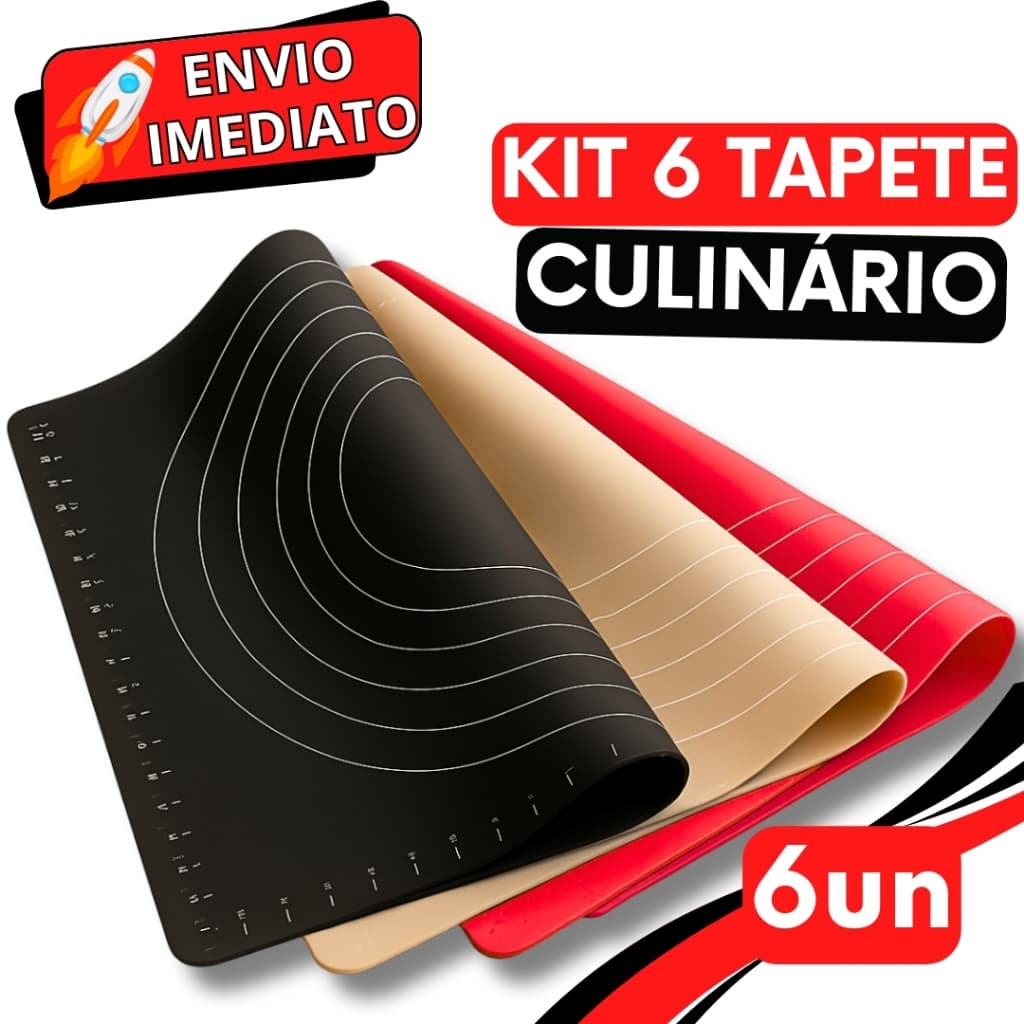 KIT Jogo 6 Tapete Culinário de Silicone Antiaderente Para Casa Cozinha Pão Doces Massas Tapete Para Assar Toalha de Mesa