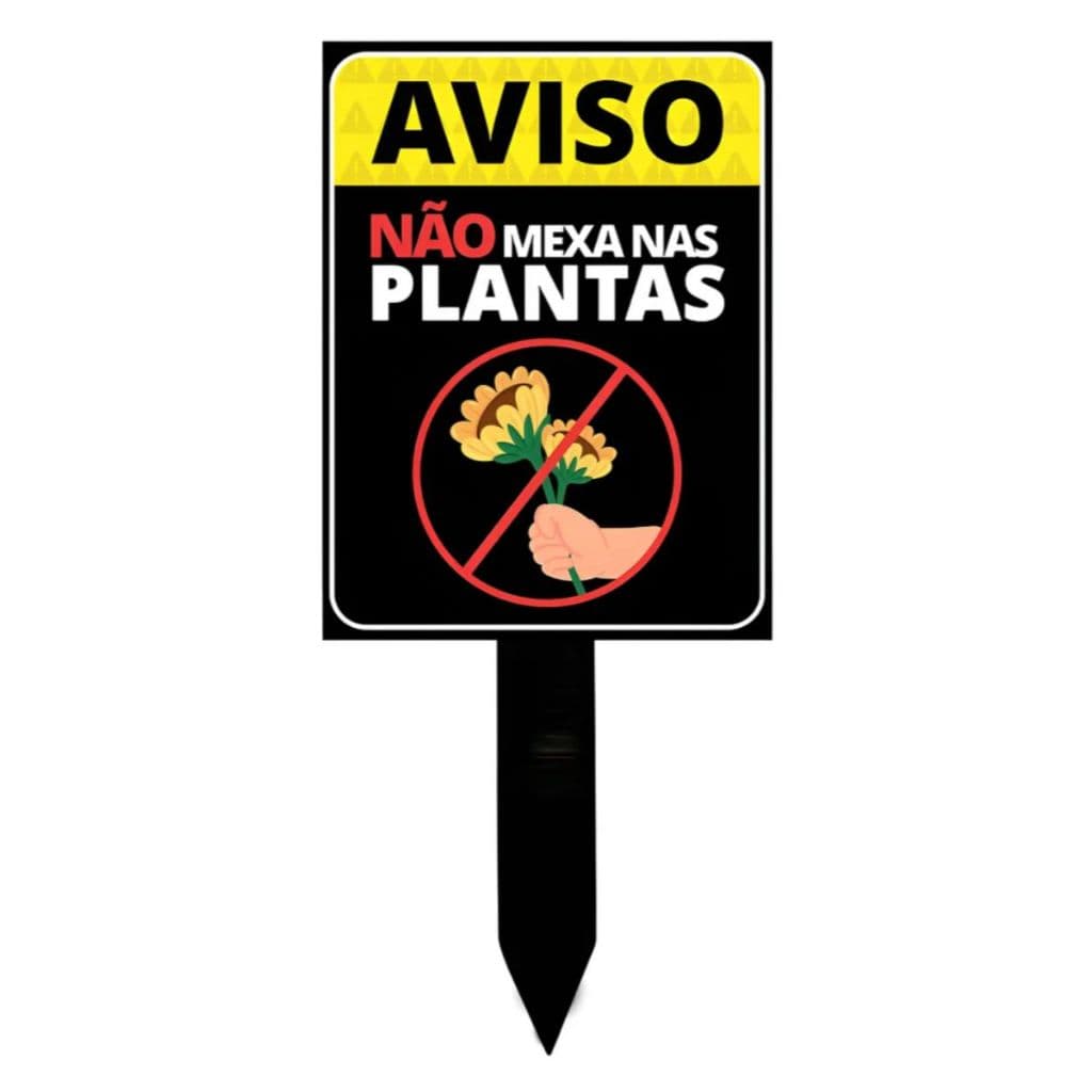 Placa Acrilico Aviso Não Mexer Plantas Fincar Jardim 35cm Não Mexer Nas Plantas
