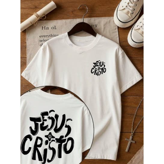 Camiseta Infantil Unissex Jesus Cristo Estampado Algodão
