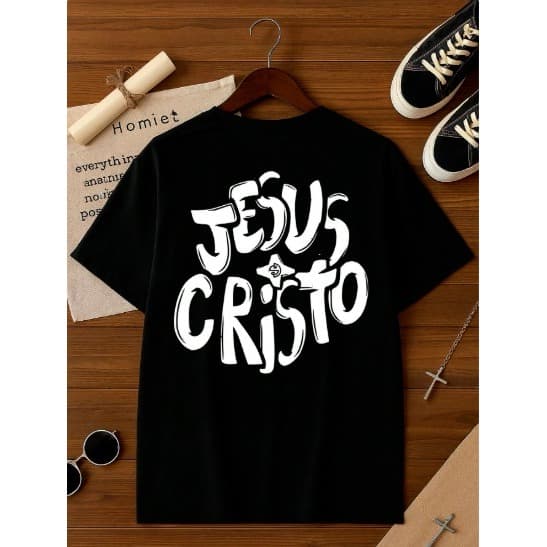 Camiseta Infantil Camisa Estampada Premium Jesus Cristo no Algodão