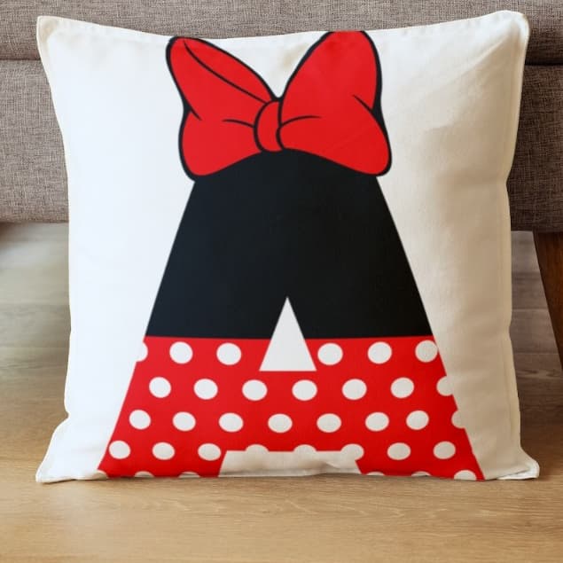 Capa de Almofada Iniciais Alfabeto Letras Minnie 45x45cm Oxford