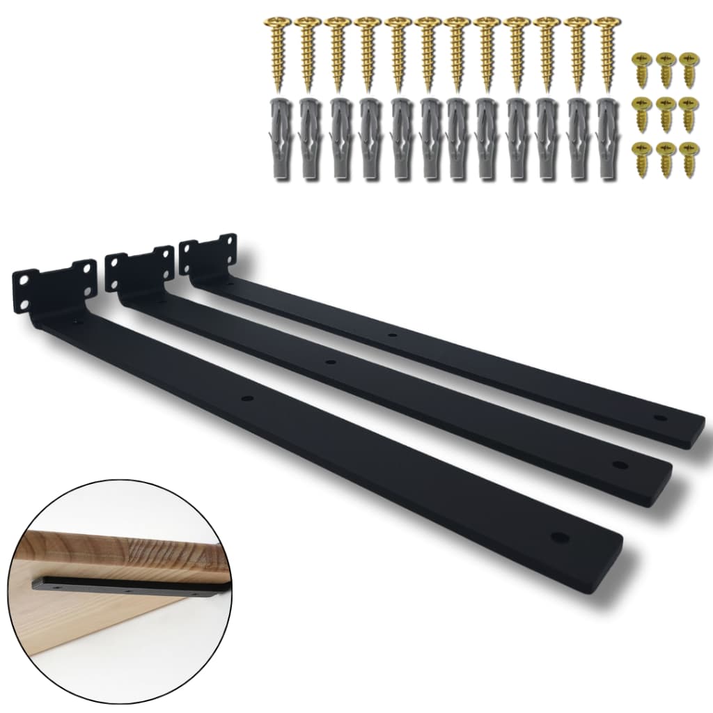 3 Suportes Mão Francesa 40cm Invisível Para Prateleira Estilo Moderno Cantoneira Invertidada Aço