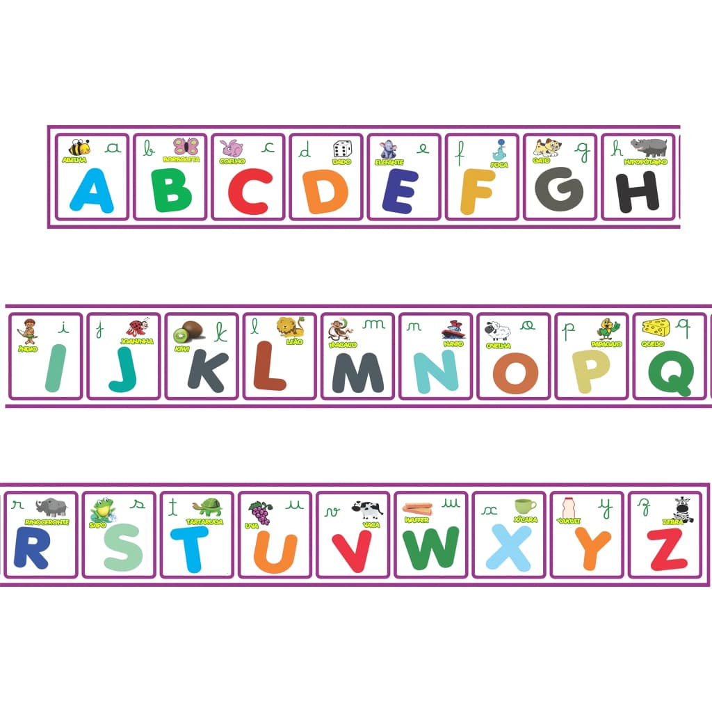 Faixa Pedagógica Infantil Alfabeto Adesivo Autocolante Parede 1,20x15cm
