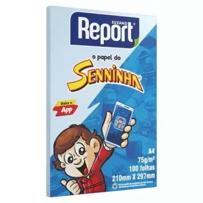 Papel Sulfite A4 Azul Seninha Escolar 100 Folhas 75g Report-Azul/Escolar
