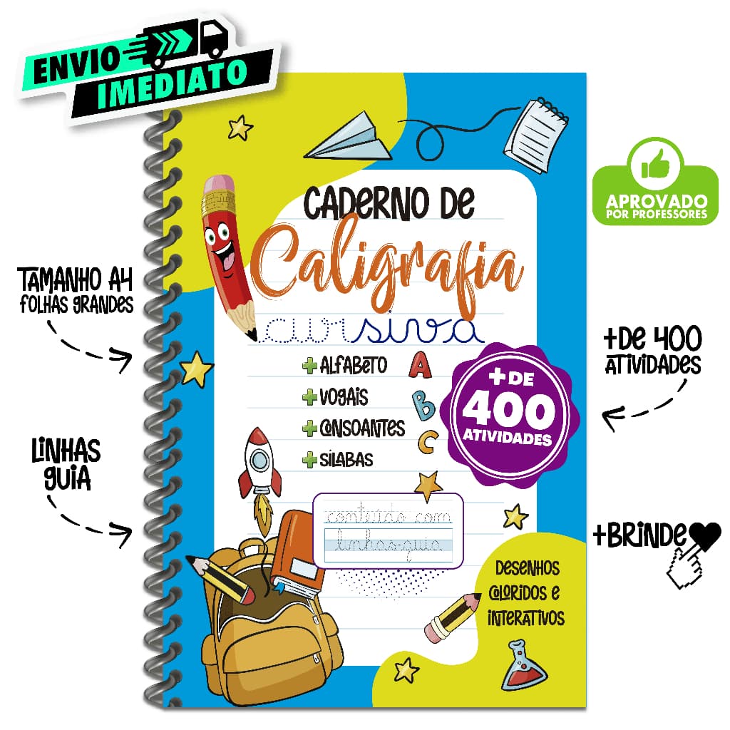 Livro De Caligrafia Infantil Caderno de Caligrafia 400 Atividades Letra Cursiva