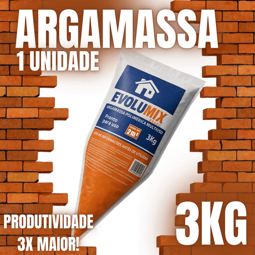 Argamassa Massa Polimérica Cola Tijolo e Bloco - Bisnaga 3kg - Alto Rendimento