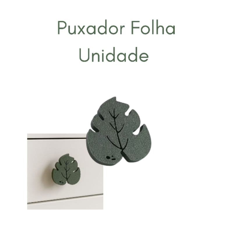 Puxador Folha Verde Musgo Para Móveis