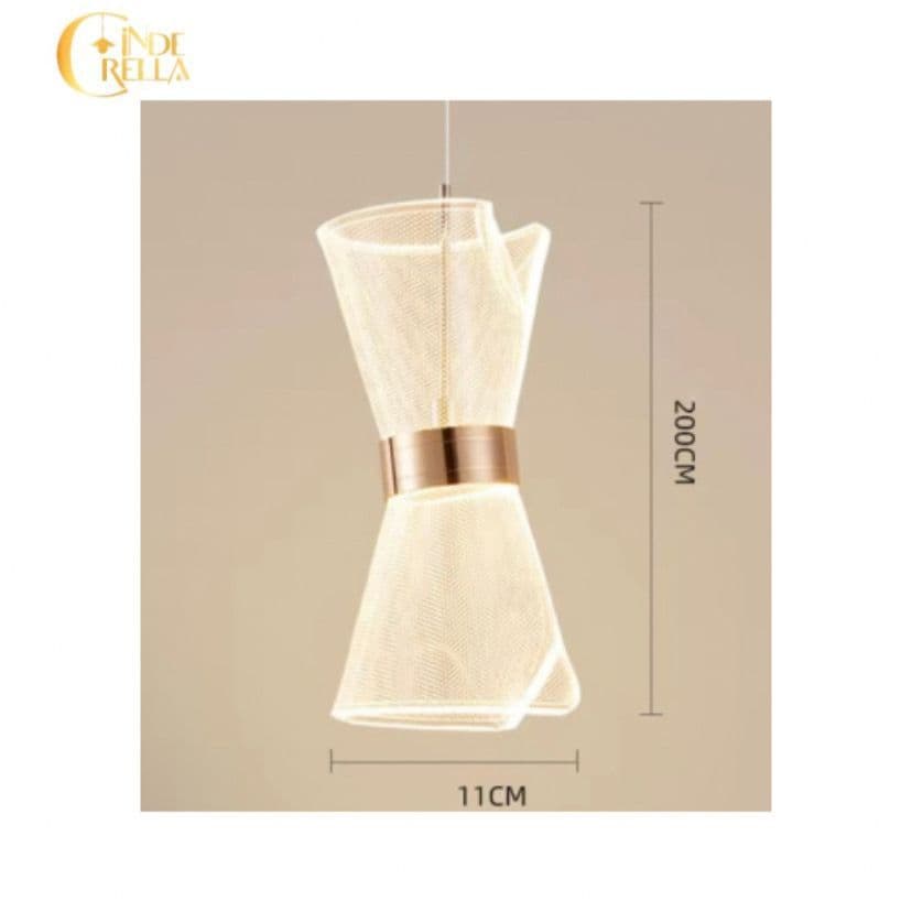 Pendente Moderno em Acrílico Dourado – 3 Tonalidades de Luz | Bivolt | Cabo 2m