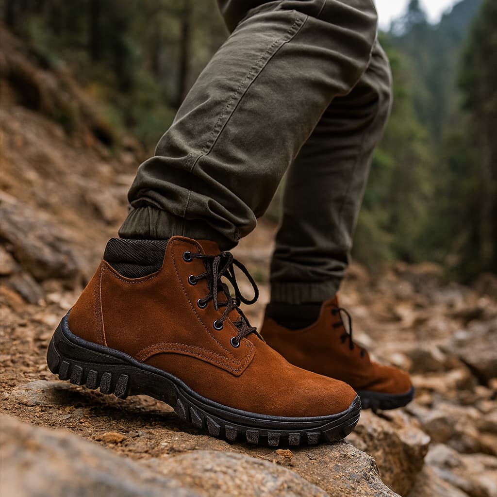 Bota de Segurança e Aventura Couro Legítimo Cano Médio Conforto e Resistência para Trabalho e Trilha